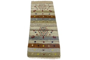 Multicolored Stripes Tribal 1'4X4 Indo-Gabbeh Oriental Rug