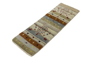 Multicolored Stripes Tribal 1'4X4 Indo-Gabbeh Oriental Rug