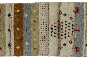 Multicolored Stripes Tribal 1'4X4 Indo-Gabbeh Oriental Rug