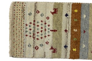 Multicolored Stripes Tribal 1'4X4 Indo-Gabbeh Oriental Rug