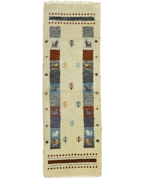 Cream Tribal 1'4X4 Indo-Gabbeh Oriental Rug