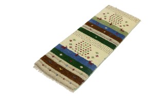 Multicolored Stripes Tribal 1'4X4 Indo-Gabbeh Oriental Rug