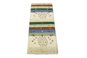 Multicolored Stripes Tribal 1'4X4 Indo-Gabbeh Oriental Rug