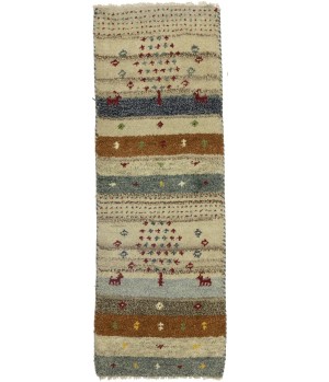 Multicolored Stripes Tribal 1'4X4 Indo-Gabbeh Oriental Rug
