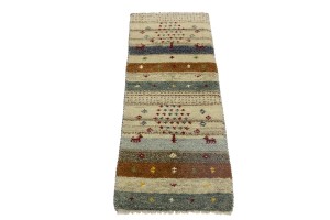 Multicolored Stripes Tribal 1'4X4 Indo-Gabbeh Oriental Rug