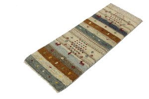 Multicolored Stripes Tribal 1'4X4 Indo-Gabbeh Oriental Rug