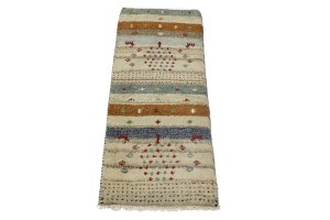 Multicolored Stripes Tribal 1'4X4 Indo-Gabbeh Oriental Rug