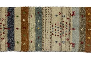 Multicolored Stripes Tribal 1'4X4 Indo-Gabbeh Oriental Rug