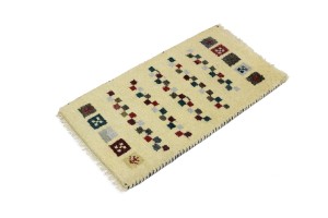 Cream Tribal 1'4X2'7 Indo-Gabbeh Oriental Rug