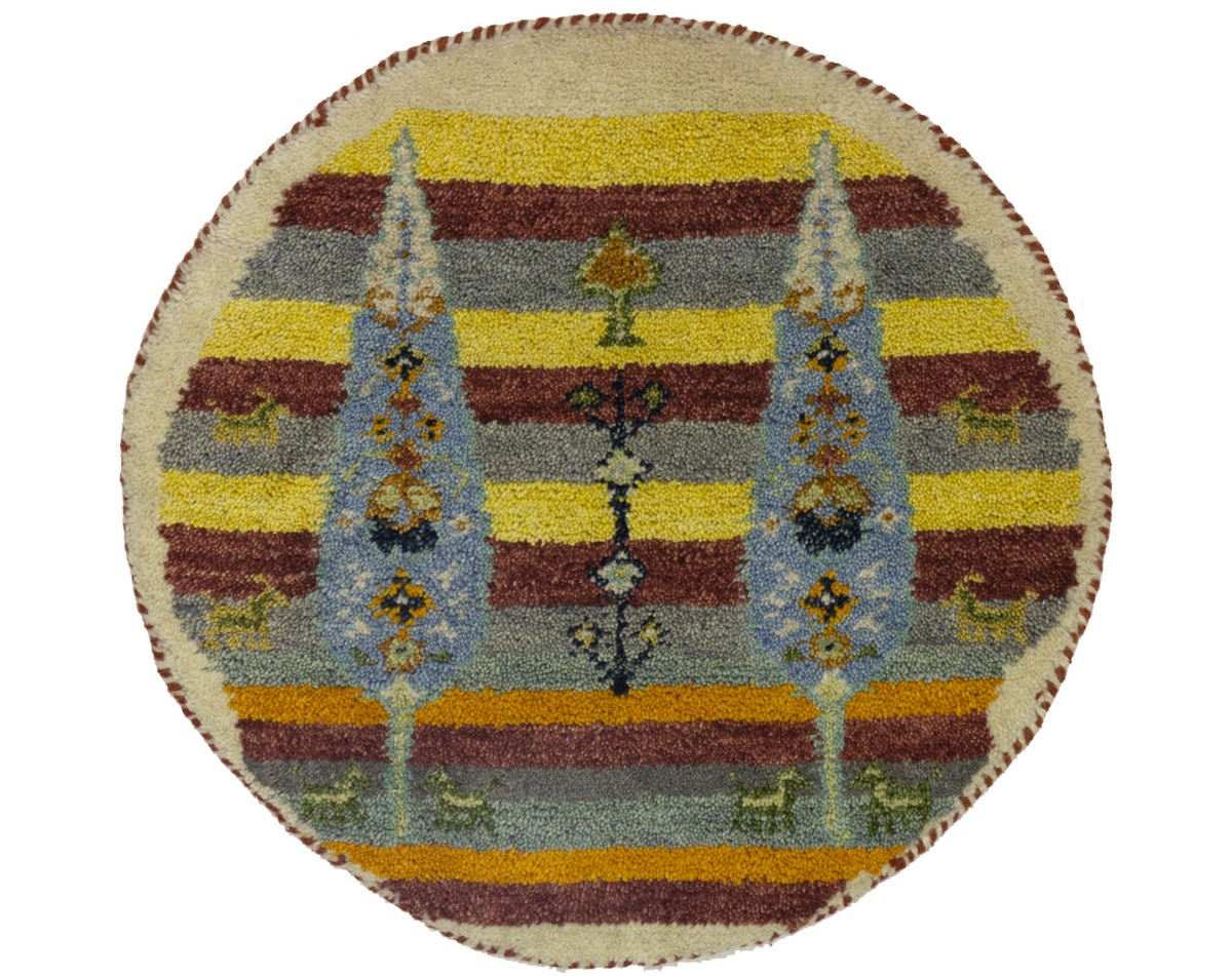 Multicolored Tribal 2X2 Indo-Gabbeh Oriental Round Rug