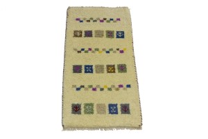 Cream Tribal 1'3X2'7 Indo-Gabbeh Oriental Rug