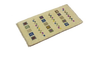 Cream Tribal 1'3X2'7 Indo-Gabbeh Oriental Rug