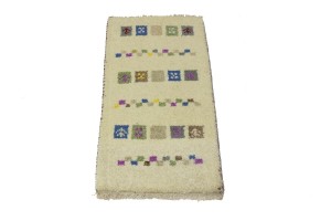 Cream Tribal 1'3X2'7 Indo-Gabbeh Oriental Rug