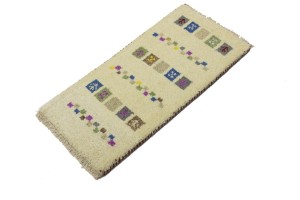 Cream Tribal 1'3X2'7 Indo-Gabbeh Oriental Rug