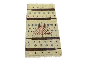 Cream Tribal 1'4X2'7 Indo-Gabbeh Oriental Rug