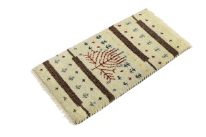 Cream Tribal 1'4X2'7 Indo-Gabbeh Oriental Rug
