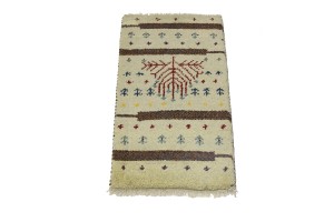 Cream Tribal 1'4X2'7 Indo-Gabbeh Oriental Rug