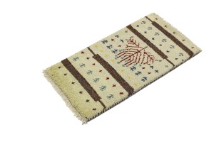 Cream Tribal 1'4X2'7 Indo-Gabbeh Oriental Rug