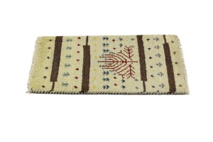 Cream Tribal 1'4X2'7 Indo-Gabbeh Oriental Rug