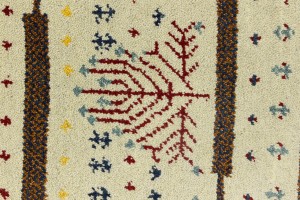 Cream Tribal 1'4X2'7 Indo-Gabbeh Oriental Rug