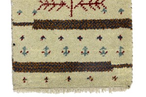 Cream Tribal 1'4X2'7 Indo-Gabbeh Oriental Rug