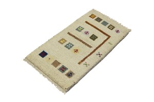 Cream Tribal 1'5X2'7 Indo-Gabbeh Oriental Rug