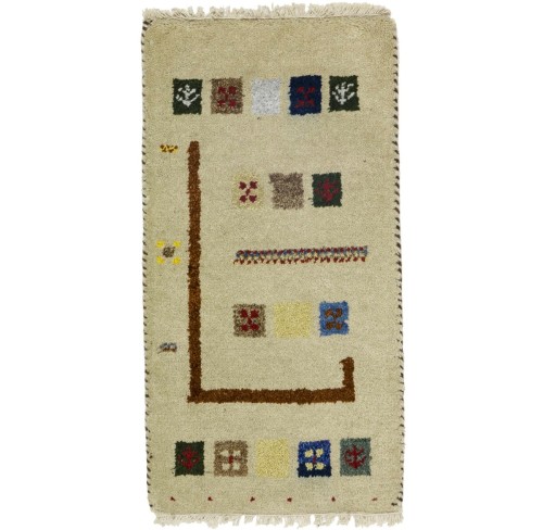 Cream Tribal 1'4X2'7 Indo-Gabbeh Oriental Rug