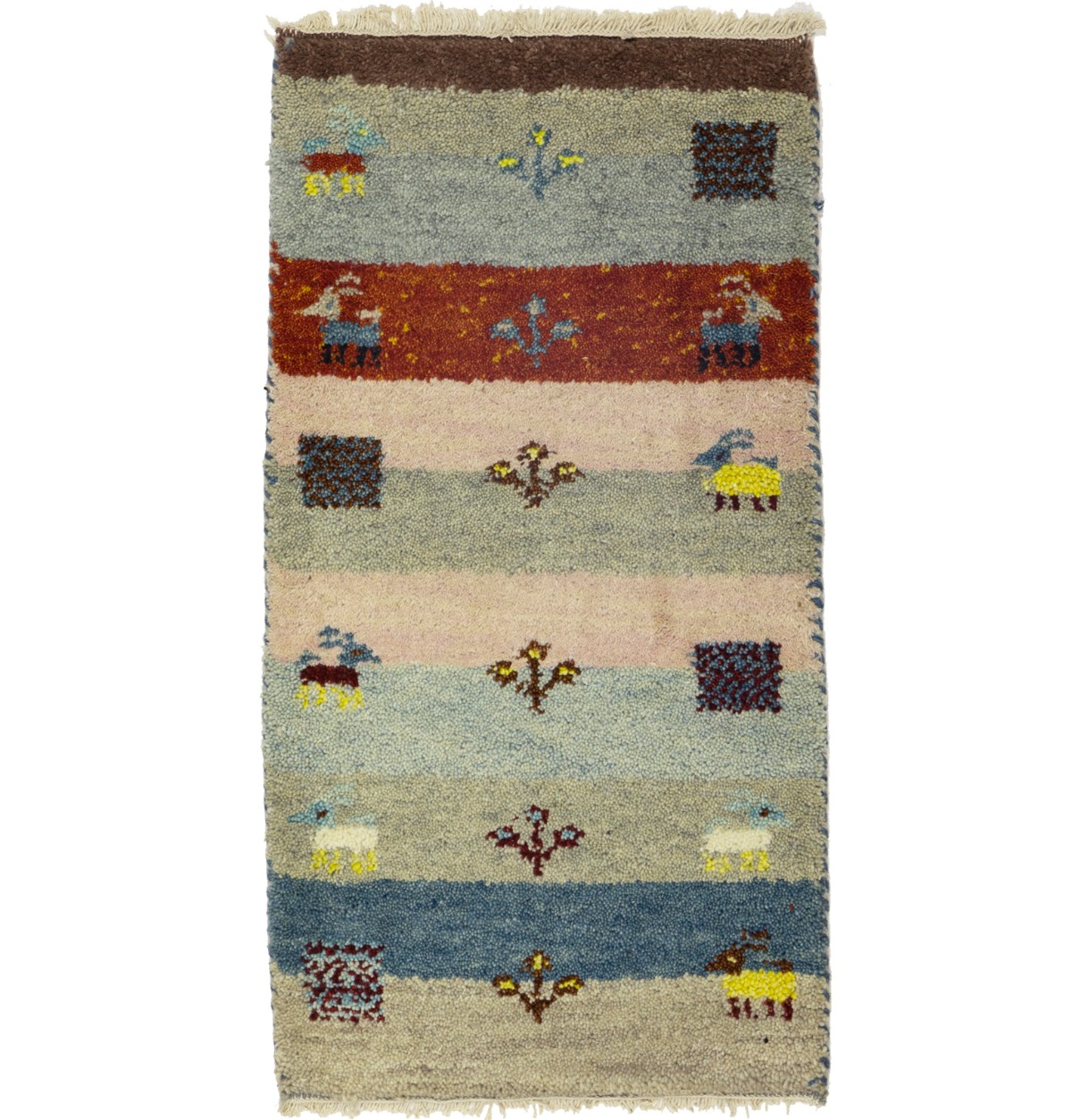 Multicolored Stripes Tribal 1'5X2'7 Indo-Gabbeh Oriental Rug