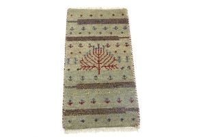 Greige Tribal 1'4X2'7 Indo-Gabbeh Oriental Rug