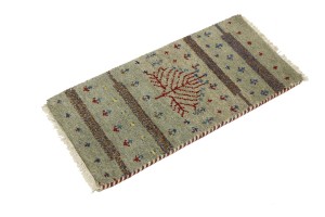 Greige Tribal 1'4X2'7 Indo-Gabbeh Oriental Rug
