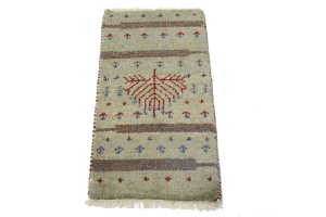 Greige Tribal 1'4X2'7 Indo-Gabbeh Oriental Rug