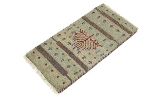 Greige Tribal 1'4X2'7 Indo-Gabbeh Oriental Rug