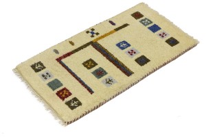 Cream Tribal 1'4X2'7 Indo-Gabbeh Oriental Rug