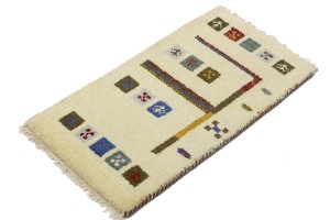Cream Tribal 1'4X2'7 Indo-Gabbeh Oriental Rug