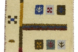 Cream Tribal 1'4X2'7 Indo-Gabbeh Oriental Rug