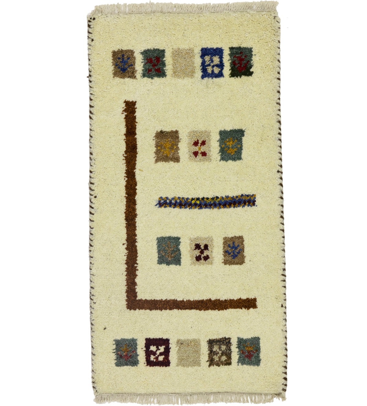 Cream Tribal 1'4X2'7 Indo-Gabbeh Oriental Rug