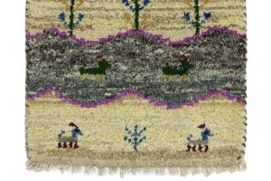 Cream Tribal 1'4X2'7 Indo-Gabbeh Oriental Rug