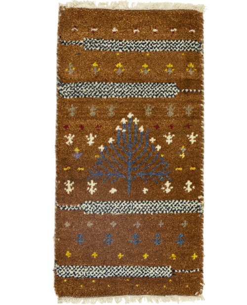 Caramel Brown Tribal 1'4X2'7 Indo-Gabbeh Oriental Rug