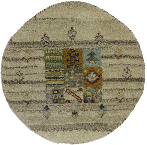 Cream Tribal 2X2 Indo-Gabbeh Oriental Round Rug