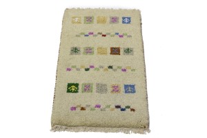 Cream Tribal 1'4X2'4 Indo-Gabbeh Oriental Rug