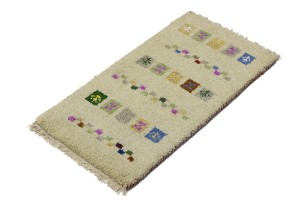 Cream Tribal 1'4X2'4 Indo-Gabbeh Oriental Rug