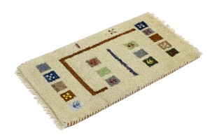 Cream Tribal 1'4X2'7 Indo-Gabbeh Oriental Rug