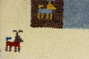 Cream Tribal 1'7X2'7 Indo-Gabbeh Oriental Rug