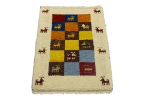 Cream Tribal 1'7X2'7 Indo-Gabbeh Oriental Rug