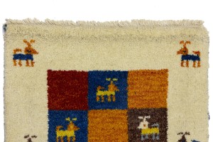 Cream Tribal 1'7X2'7 Indo-Gabbeh Oriental Rug
