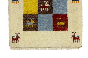 Cream Tribal 1'7X2'7 Indo-Gabbeh Oriental Rug