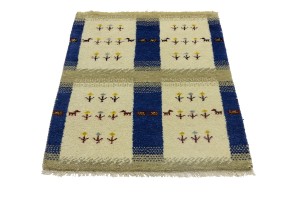 Cream Tribal Pictorial 3X4 Indo-Gabbeh Oriental Rug