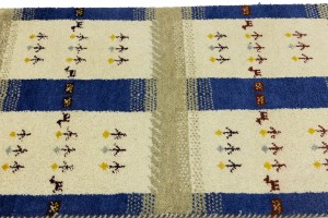 Cream Tribal Pictorial 3X4 Indo-Gabbeh Oriental Rug