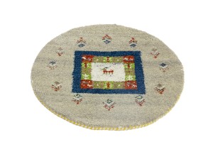 Greige Tribal 2X2 Indo-Gabbeh Oriental Round Rug