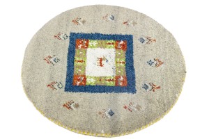Greige Tribal 2X2 Indo-Gabbeh Oriental Round Rug